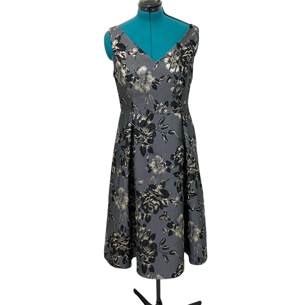 Adrianna Papell Metallic Floral Midi Dress - Picture 15 of 15